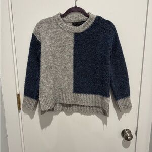 Line & Dot Colorblock Gray and Blue Women's Sweater